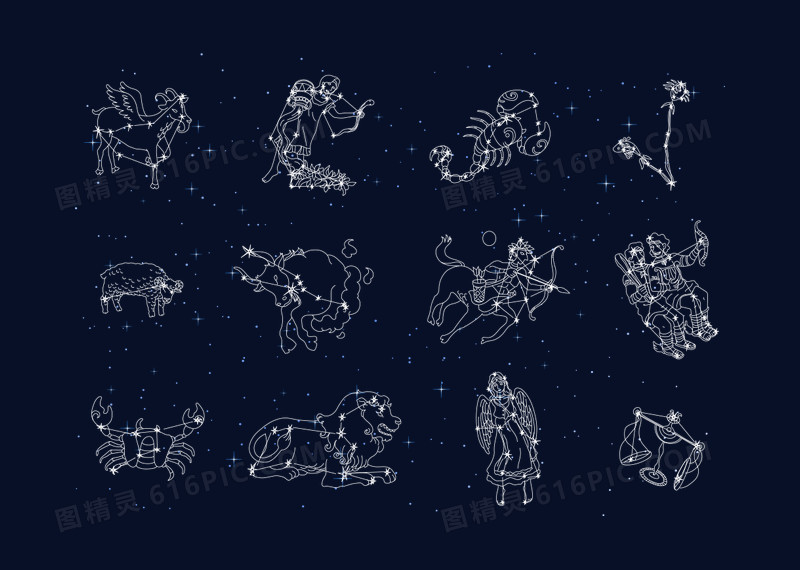 星座平面设计图片大全集：十二星座的视觉盛宴