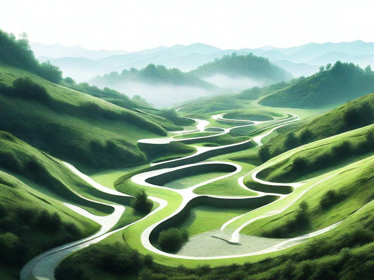 山丘景观平面设计：画卷中的绿色诗篇