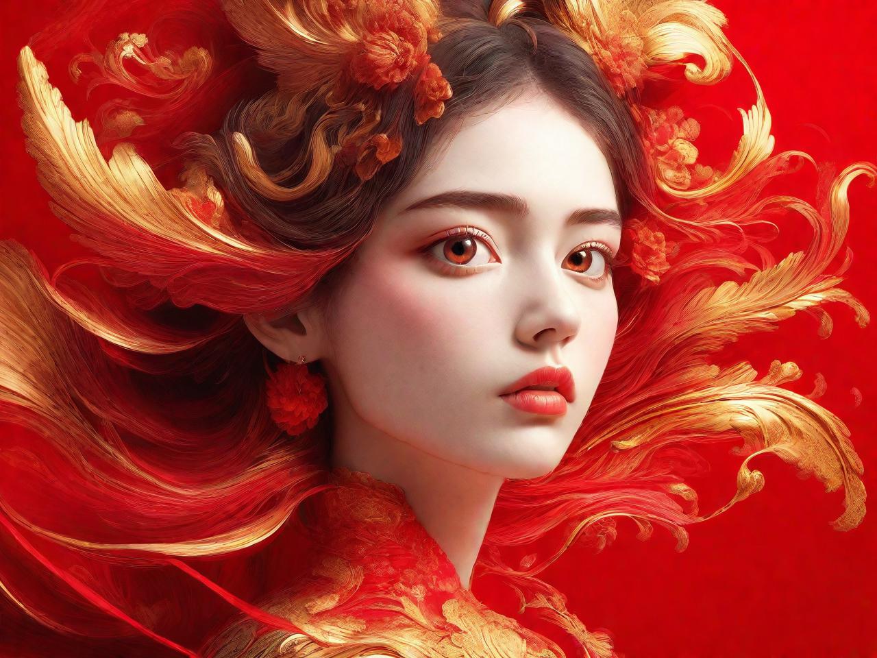 红金色彩绘：平面设计中的视觉盛宴
