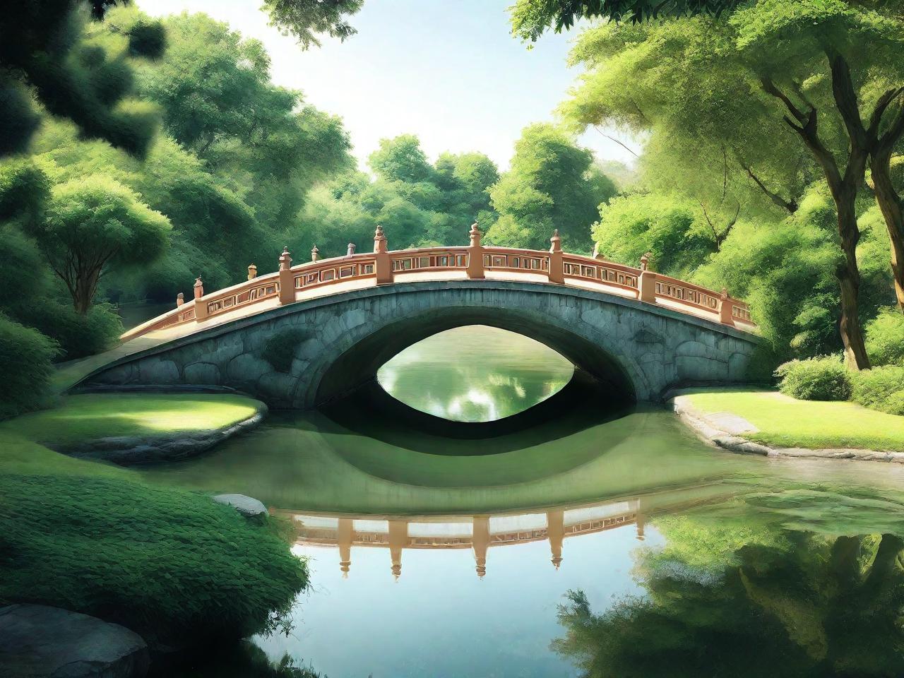 梦幻园林拱桥：平面设计之美