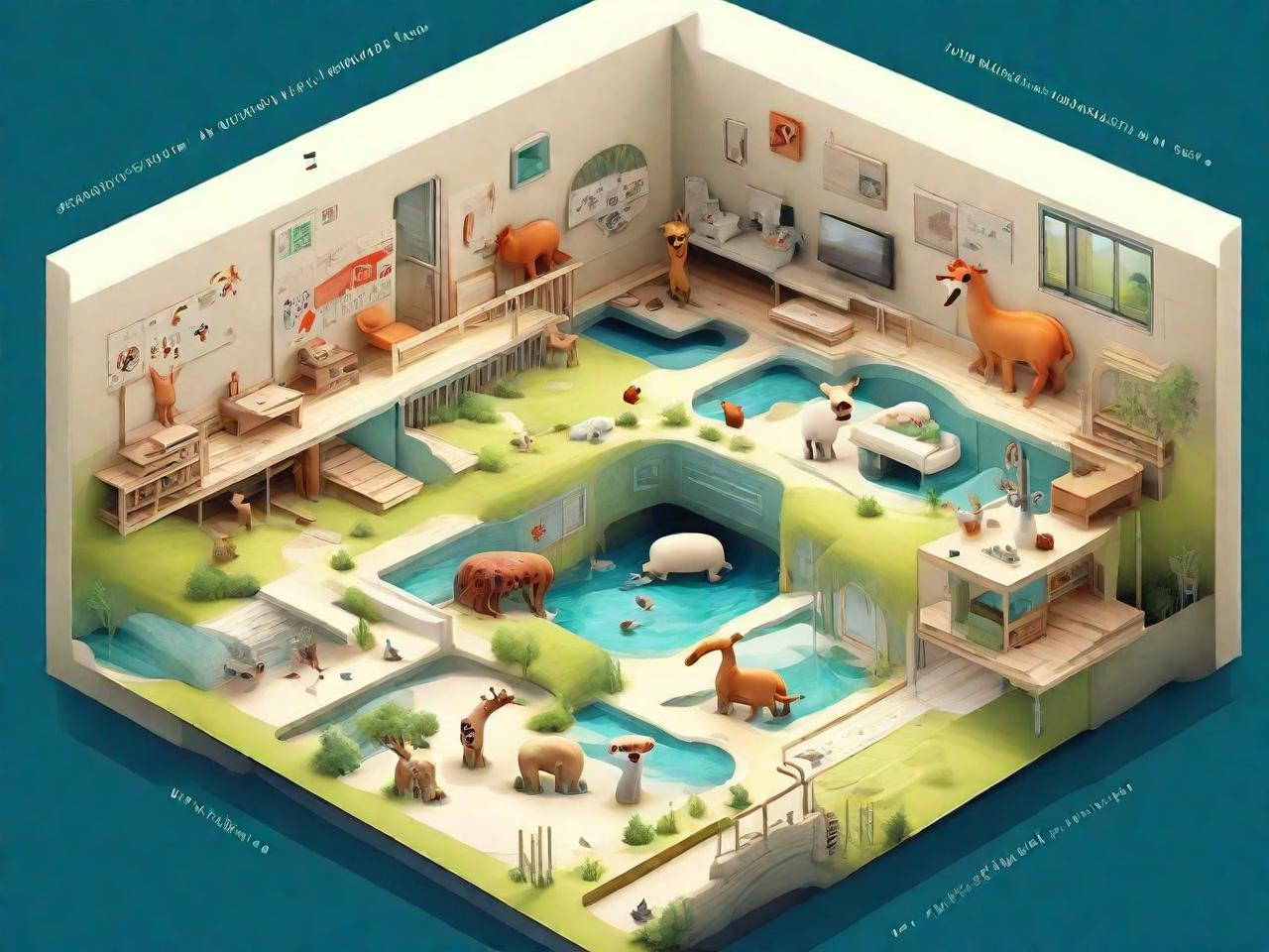 打造动物乐园：室内平面设计创意展示