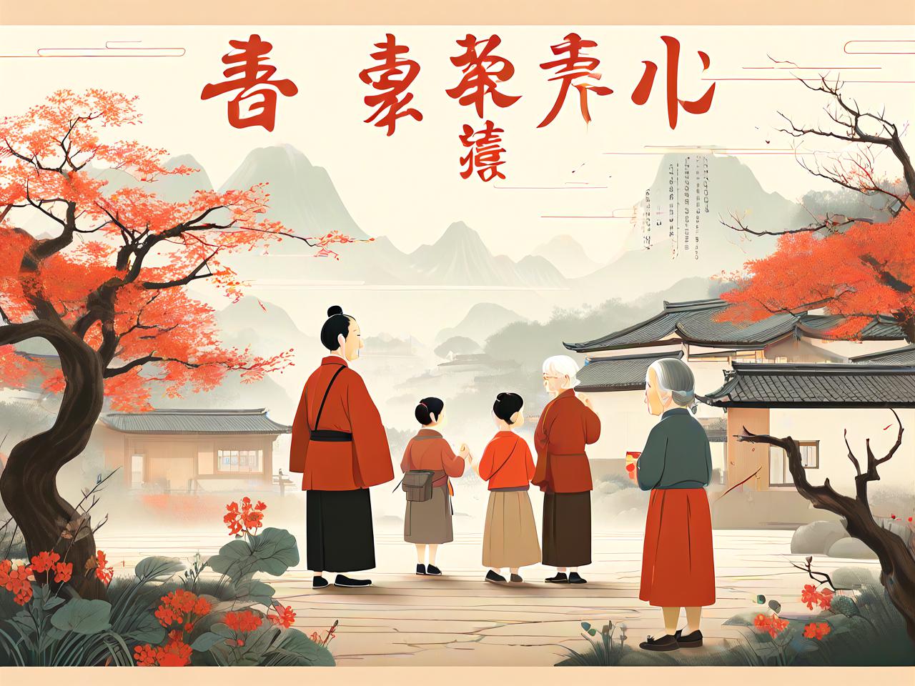 孝文化平面设计：一幅幅传承的温情画卷