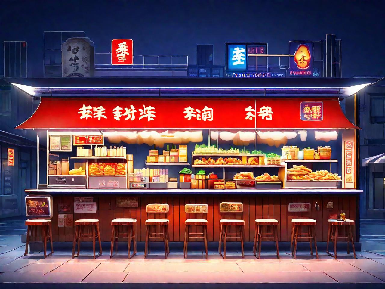 《夜市风情：大排档平面设计图，点亮街头美食梦》