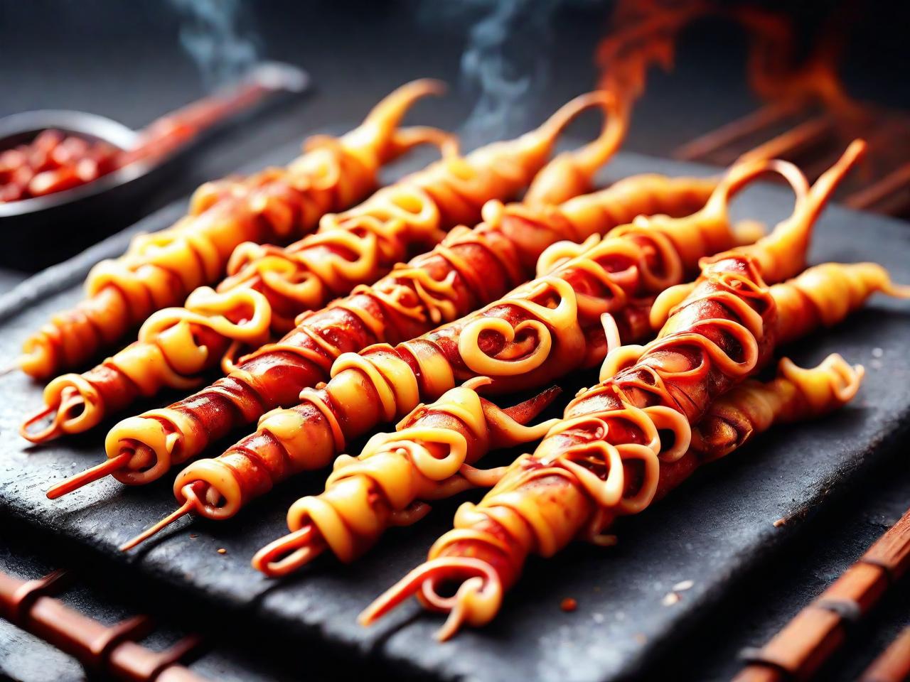 烤鱿鱼图案：味蕾与视觉的双重盛宴