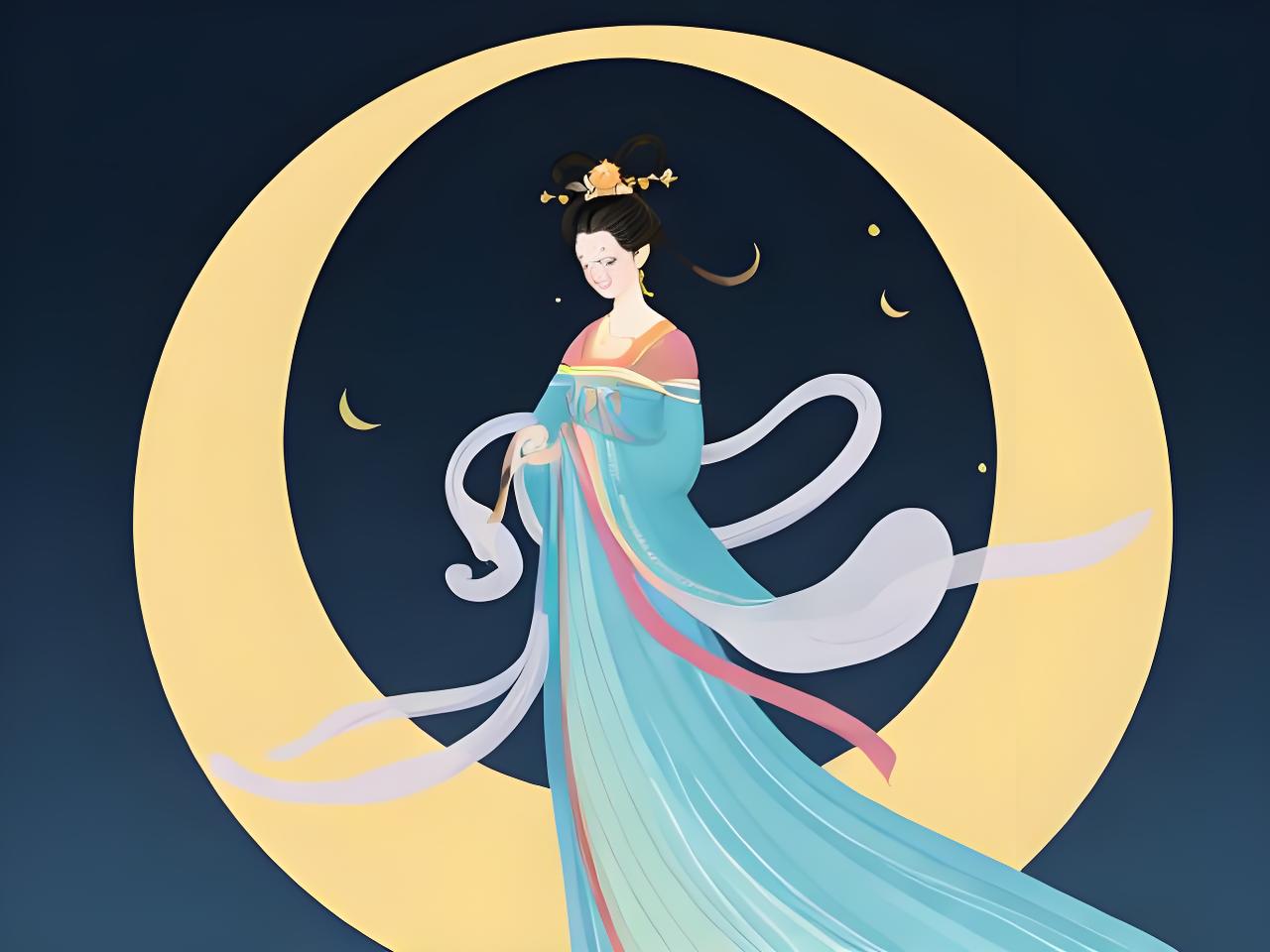 嫦娥平面设计图片简笔画：月宫仙子的现代演绎